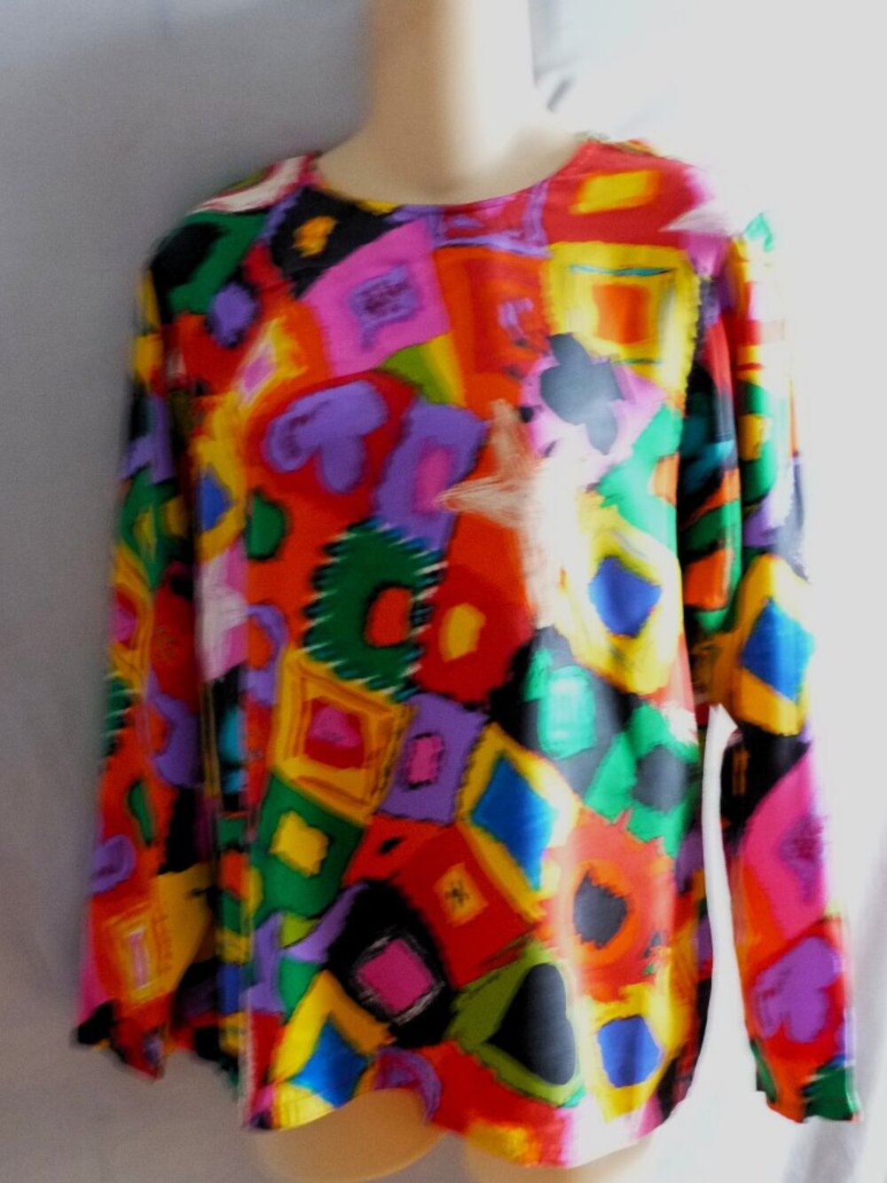 Emanuel Ungaro playing cards symbols colorful silk top S-M